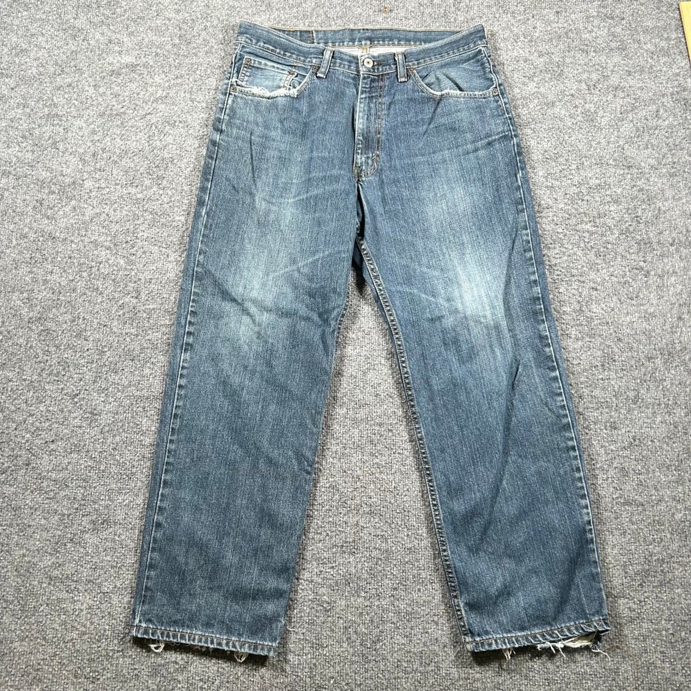 Levi's Jeans Mens Size 34 Blue 501 Original Fit Distressed Straight Leg Denim